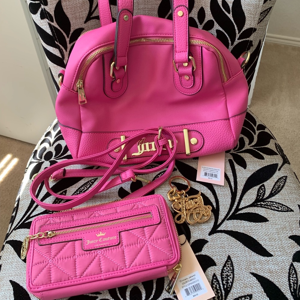 Juicy Couture Flamingo Pink Bag + Wallet + Charm